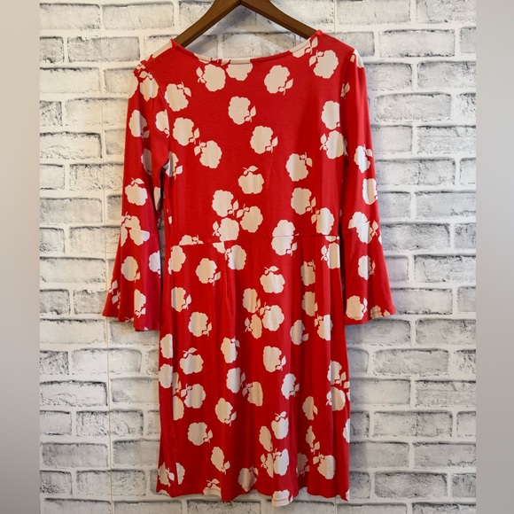 Women’s Boden Miriam Orange and white jersey mini dress with bell sleeves 8R - Picture 3 of 4